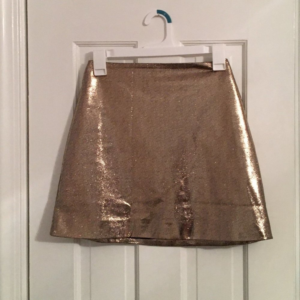 Gold Metallic Sparkle Mini Skirt